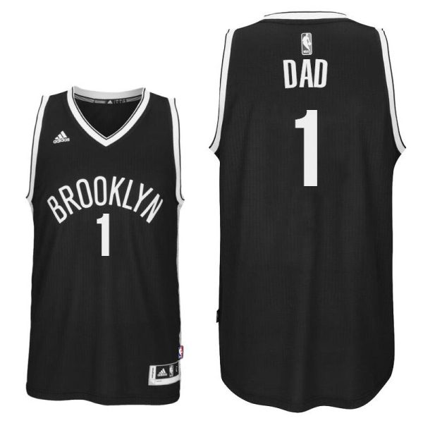Father Day Gift-Brooklyn Nets #1 Dad Logo Road Black Swingman Jersey