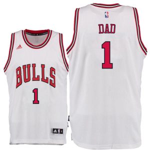 Father Day Gift-Chicago Bulls #1 Dad Logo White Home Swingman Jersey