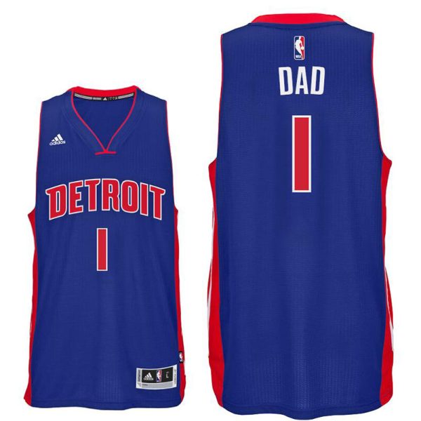 Father Day Gift-Detroit Pistons #1 Dad Logo Blue Road Swingman Jersey