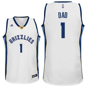 Father Day Gift-Memphis Grizzlies #1 Dad Logo White Home Swingman Jersey