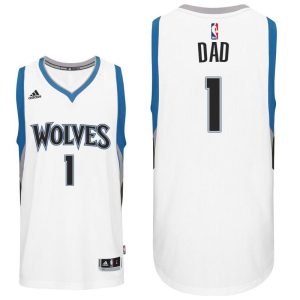 Father Day Gift-Minnesota Timberwolves #1 Dad Logo White Home Swingman Jersey