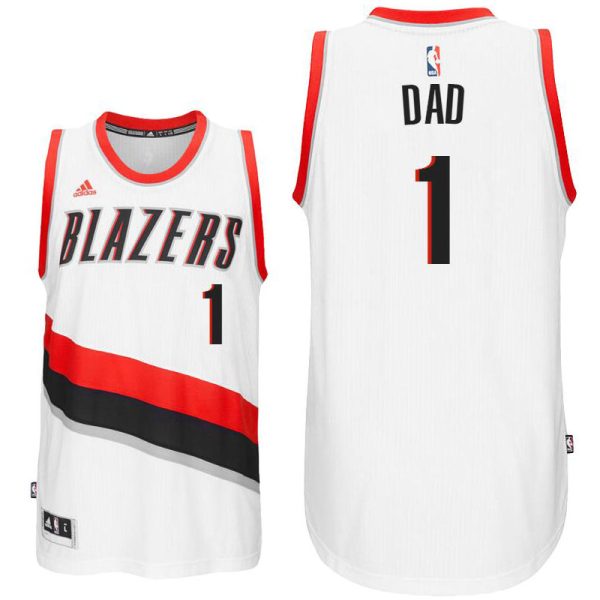 Father Day Gift-Portland Trail Blazers #1 Dad Logo White Home Swingman Jersey