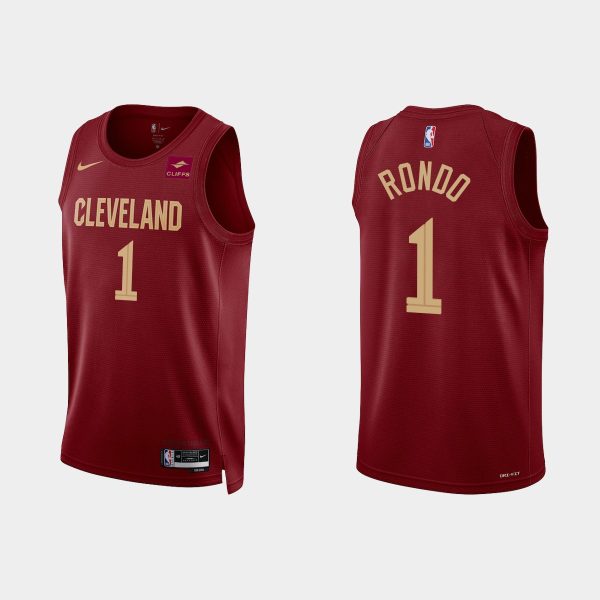Gold is Back Cleveland Cavaliers #1 Rajon Rondo 2022-23 Icon Edition Wine Jersey