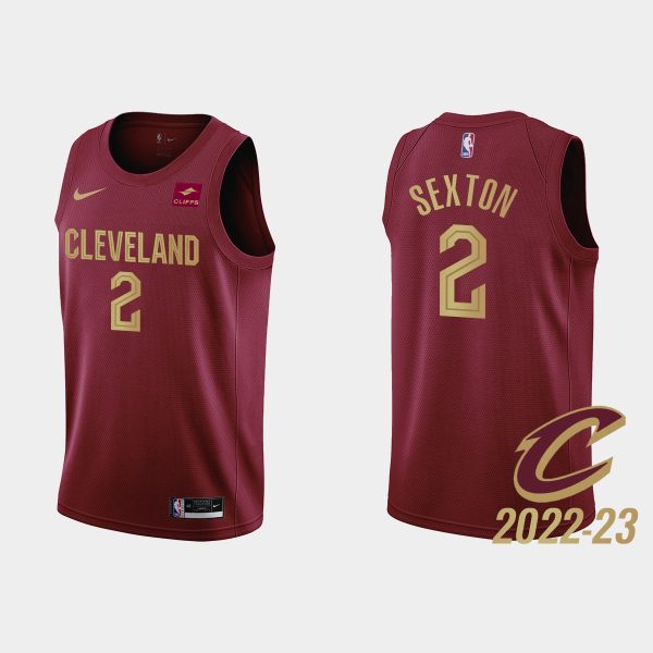 Gold is Back Cleveland Cavaliers #2 Collin Sexton 2022-23 Icon Edition Wine Jersey