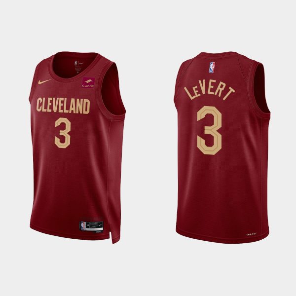 Gold is Back Cleveland Cavaliers #3 Caris LeVert 2022-23 Icon Edition Wine Jersey