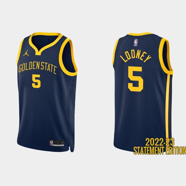 Golden State Warriors #5 Kevon Looney 2022-23 Statement Edition Navy Jersey