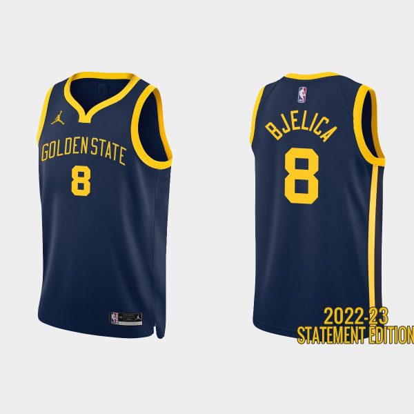 Golden State Warriors #8 Nemanja Bjelica 2022-23 Statement Edition Navy Jersey