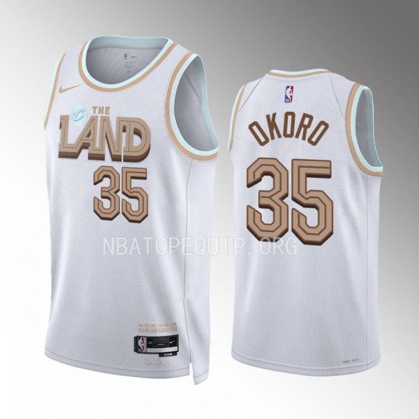 Isaac Okoro 2022-23 Cleveland Cavaliers White #35 City Edition Jersey Swingman