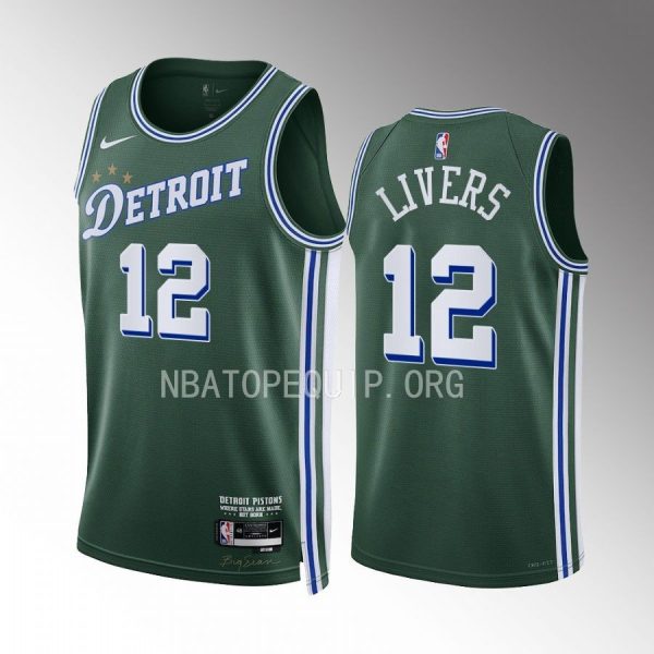 Isaiah Livers 2022-23 Detroit Pistons Green #12 City Edition Jersey Swingman