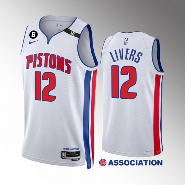 Isaiah Livers 2022-23 Detroit Pistons White #12 Association Edition Jersey Swingman