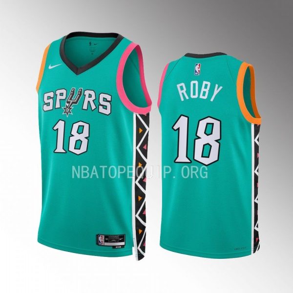 Isaiah Roby 2022-23 San Antonio Spurs Turquoise #18 City Edition Jersey Swingman