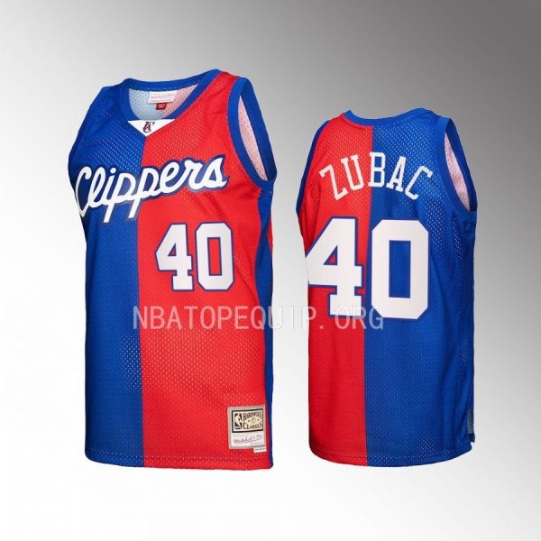 Ivica Zubac #40 Los Angeles Clippers Hardwood Classics Royal Red Split Swingman Jersey