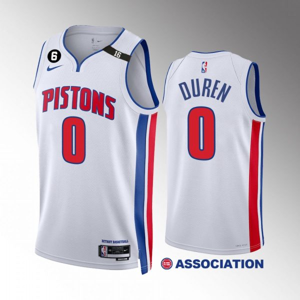 Jalen Duren 2022-23 Detroit Pistons White #0 Association Edition Jersey Swingman
