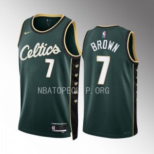 Jaylen Brown Boston Celtics 2022-23 City Edition Green #7 Jersey Honor Bill Russell 11 Gold diamonds