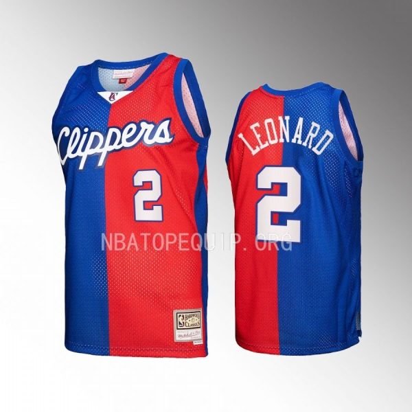 Kawhi Leonard #2 Los Angeles Clippers Hardwood Classics Royal Red Split Swingman Jersey