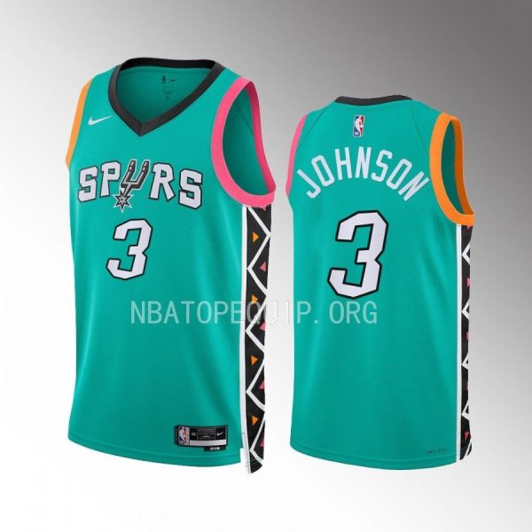 Keldon Johnson 2022-23 San Antonio Spurs Turquoise #3 City Edition Jersey Swingman