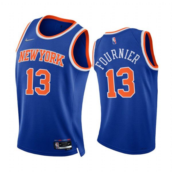 Knicks Evan Fournier 75th Diamond Anniversary Blue #13 Jersey 2021-22