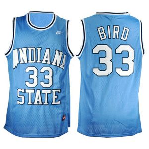 Larry Bird Blue Hardwood Legends NCAA Indiana State Sycamores #33 Basketball Jersey
