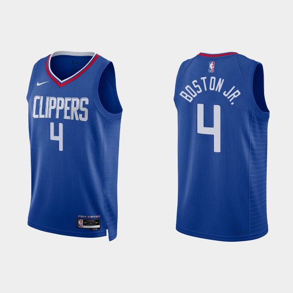 Los Angeles Clippers #4 Brandon Boston Jr. Icon Edition Blue 2022-23 Jersey