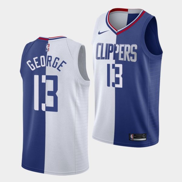 Los Angeles Clippers Paul George #13 Split Association & Icon White Blue Jersey