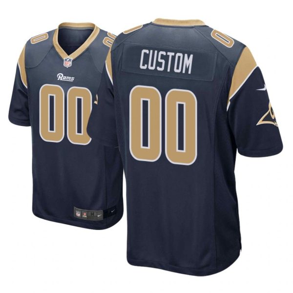 Los Angeles Rams #00 Navy Men Custom Game Jersey