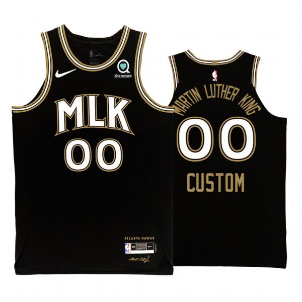 MLK Day Hawks Honor Martin Luther King Jersey Custom Black