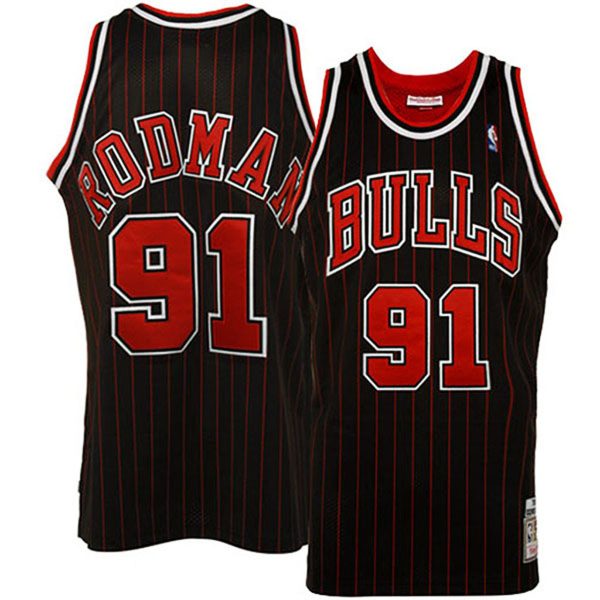 Male Dennis Rodman Mitchell & Ness Chicago Bulls Throwback Black Jersey