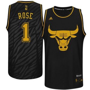 Male Derrick Rose Chicago Bulls #1 Precious Metals Fashion Swingman Limited Edition Black Jersey