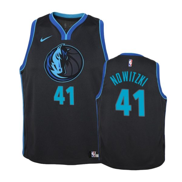 Mavericks Youth Dirk Nowitzki #41 City Anthracite Jersey