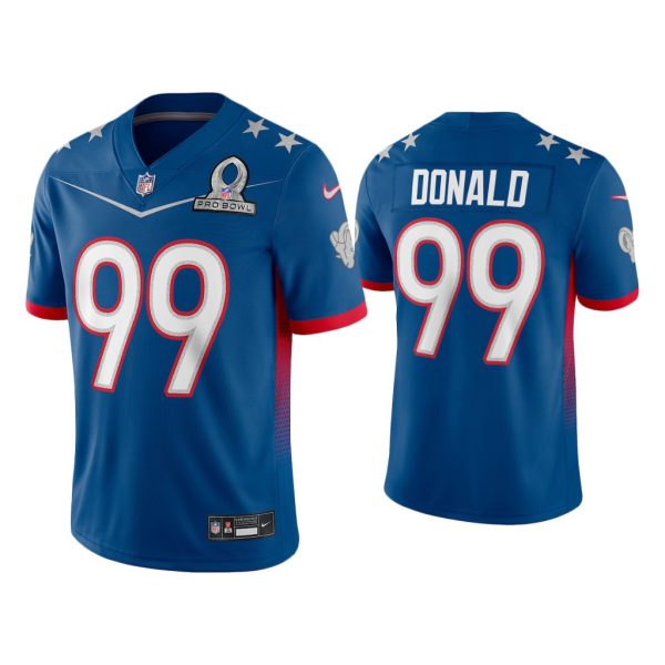 Men Aaron Donald Los Angeles Rams 2022 NFC Pro Bowl Royal Game Jersey