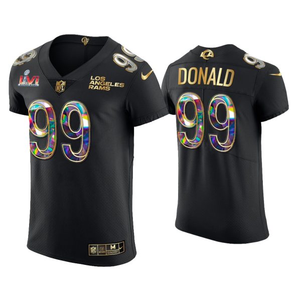 Men Aaron Donald Los Angeles Rams Black Super Bowl LVI Champions Diamond Jersey