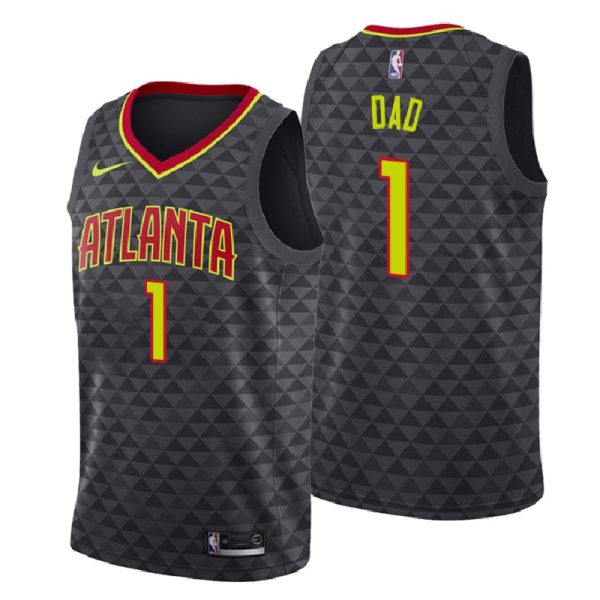 Men Atlanta Hawks 2018 Father Day Black Number 1 Dad Swingman Jersey