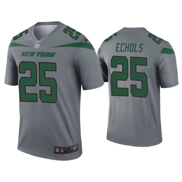 Men Brandin Echols New York Jets Gray Inverted Legend Jersey