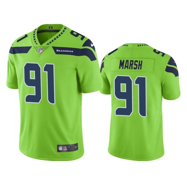 Men Color Rush Limited Cassius Marsh #91 Seattle Seahawks Green Jersey