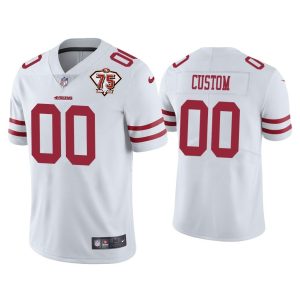Men Custom San Francisco 49ers White 75th Anniversary Patch Limited Jersey