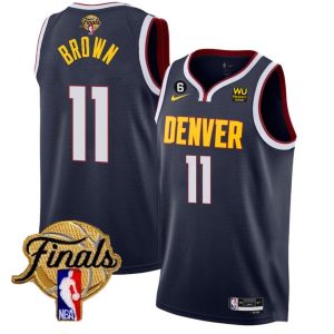 Men Denver Nuggets #11 Bruce Brown Navy 2023 Finals Icon Edition With NO.6 Patch Stitched Jersey
