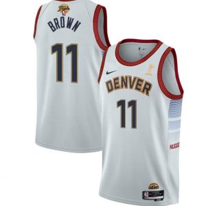 Men Denver Nuggets #11 Bruce Brown White 2023 Finals Champions Icon Edition Stitched Jersey