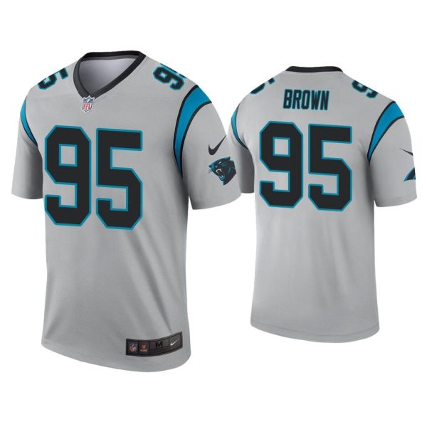 Men Derrick Brown Carolina Panthers Silver Inverted Legend Jersey