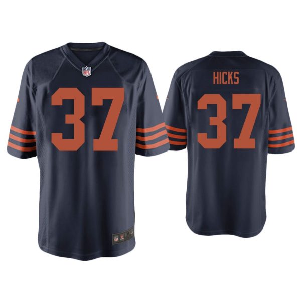 Men Elijah Hicks Chicago Bears Navy Throwback Game Jersey