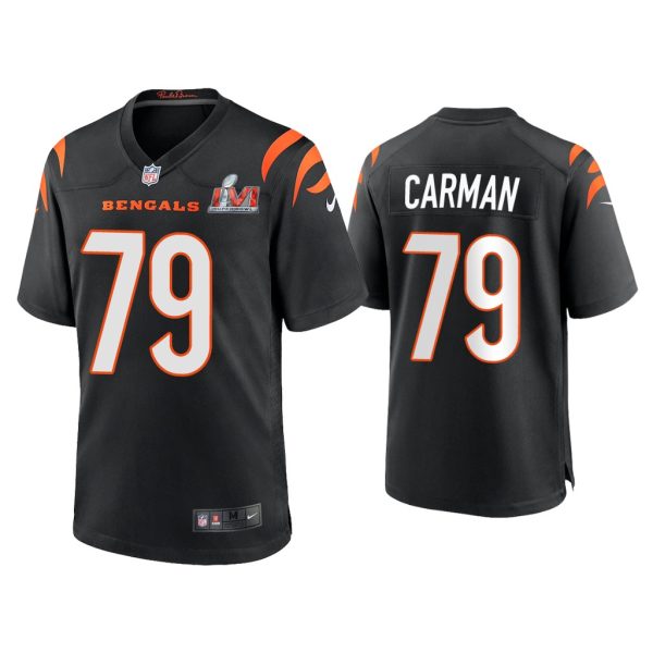 Men Jackson Carman Cincinnati Bengals Super Bowl LVI Black Game Jersey