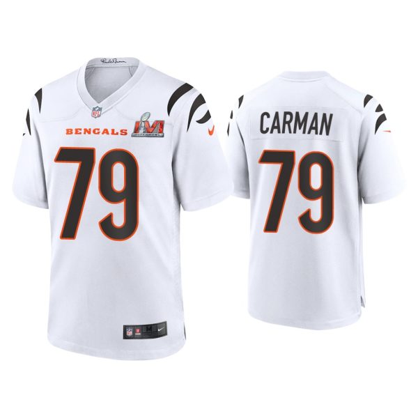 Men Jackson Carman Cincinnati Bengals Super Bowl LVI White Game Jersey