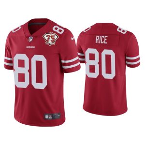 Men Jerry Rice San Francisco 49ers Scarlet 75th Anniversary Patch Limited Jersey