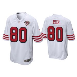 Men Jerry Rice San Francisco 49ers White 75th Anniversary Game Jersey