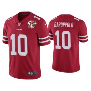 Men Jimmy Garoppolo San Francisco 49ers Scarlet 75th Anniversary Patch Limited Jersey