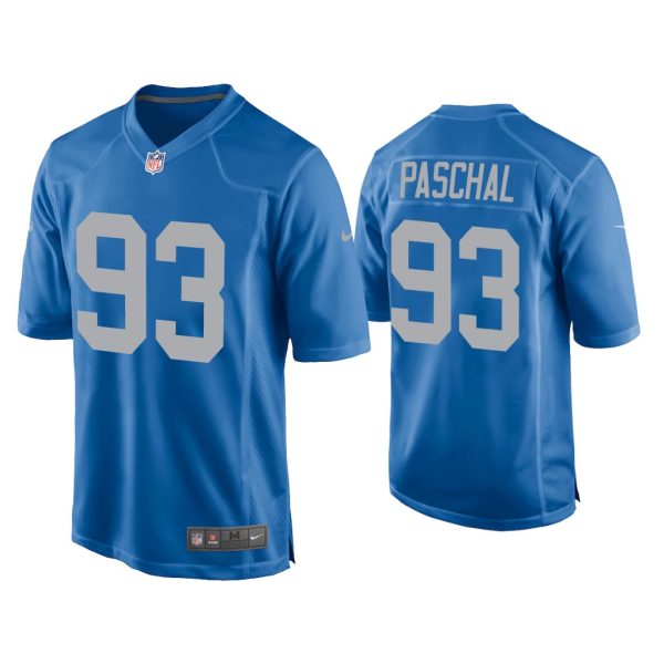 Men Josh Paschal Detroit Lions Blue Throwback Game Jersey