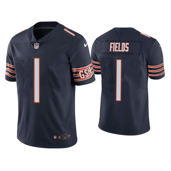 Men Justin Fields Chicago Bears Navy 2021 NFL Draft Vapor Limited Jersey