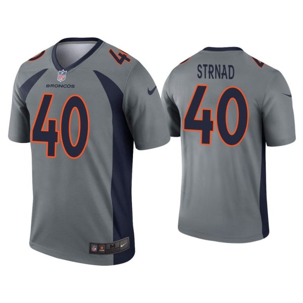 Men Justin Strnad Denver Broncos Gray Inverted Legend Jersey