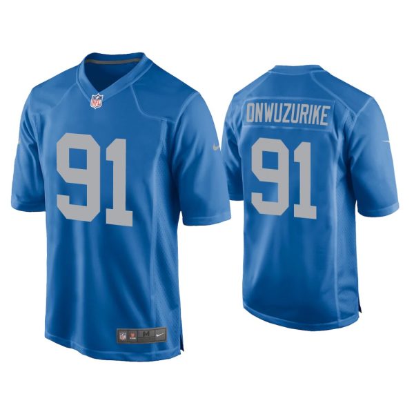 Men Levi Onwuzurike Detroit Lions Blue Throwback Game Jersey