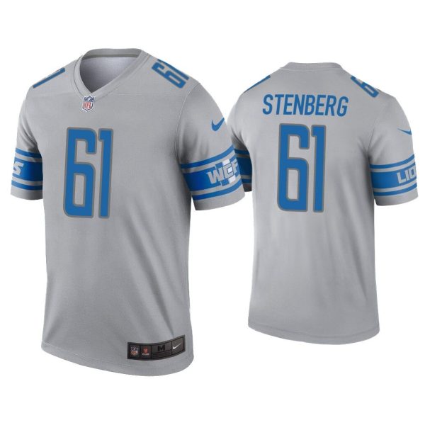 Men Logan Stenberg Detroit Lions Gray Inverted Legend Jersey