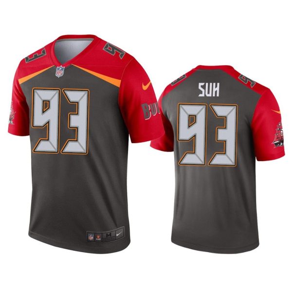 Men Ndamukong Suh Tampa Bay Buccaneers Pewter Inverted Legend Jersey